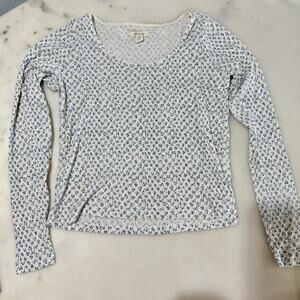Madewell Women’s M Long Sleeve Knit T-Shirt Blue/White Floral Cotton Polyester